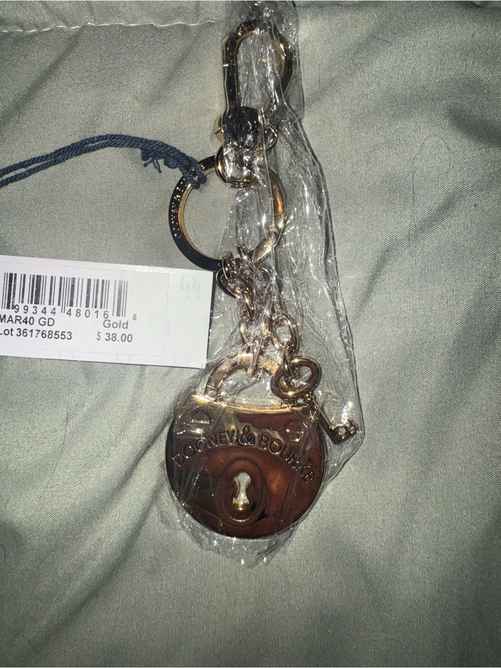 Dooney & Bourke Lock And Key Charm Handbag Clip Keychain Keyring NWT MAR40 GD